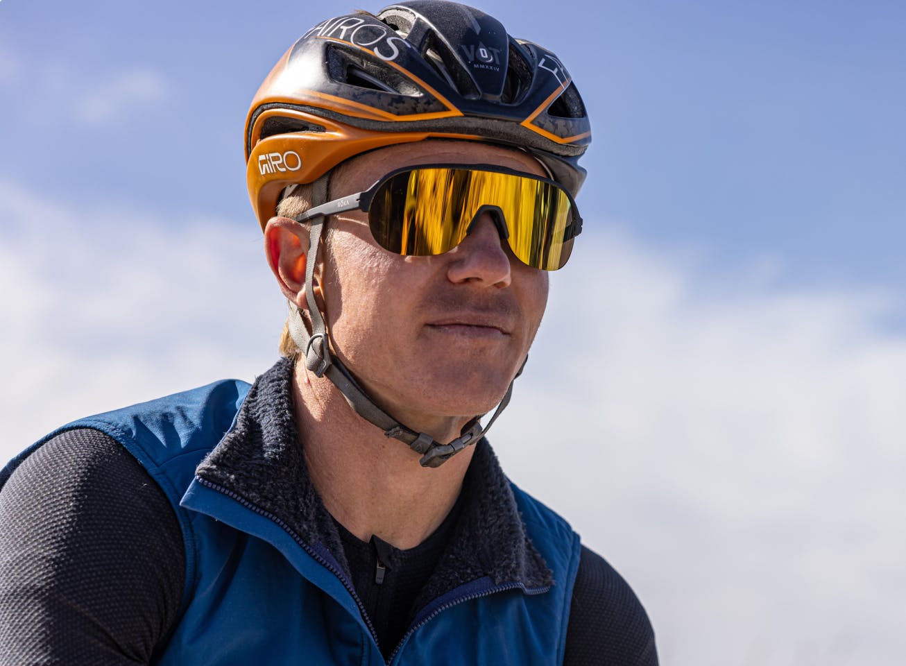 Man with Cycling helmet and San Remo Air Sunglasses
