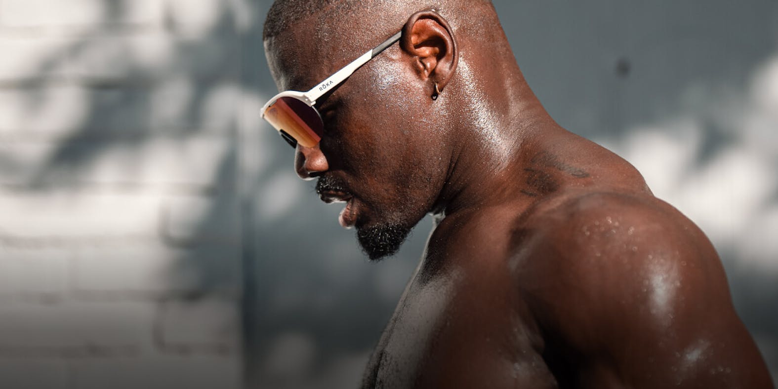 Man wearing ROKA shield sunglasses