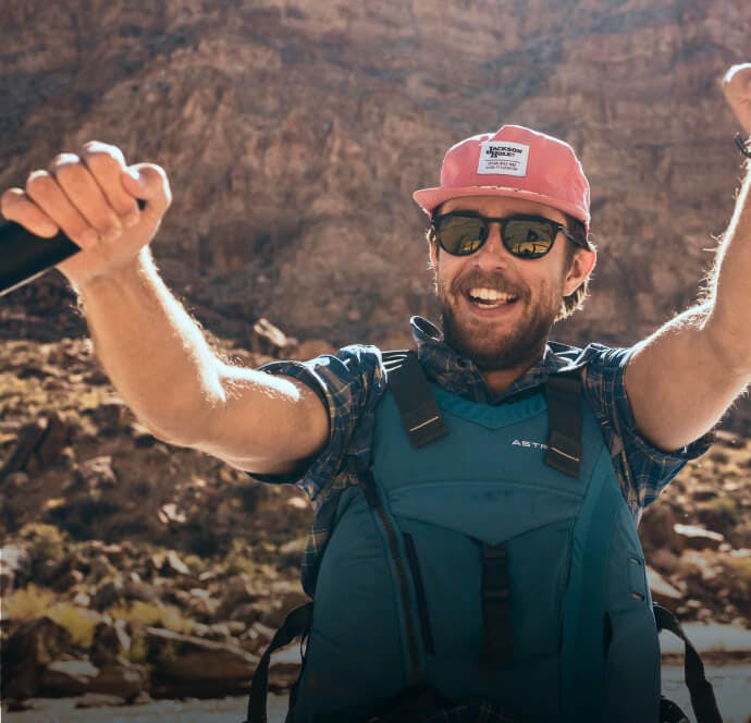Man canoeing in canyon