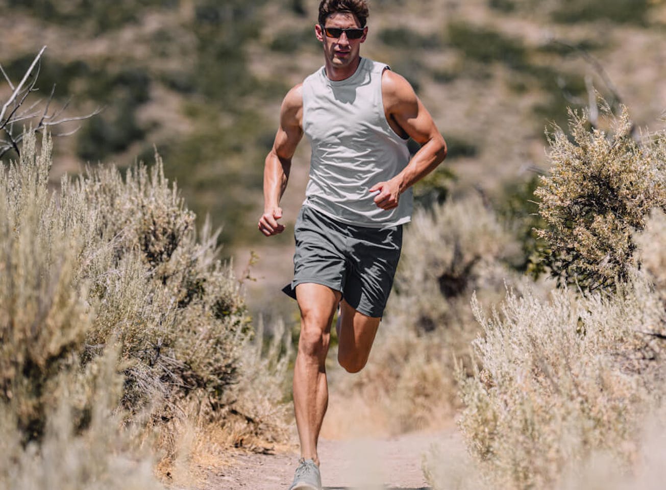 Man sprinting in the desert