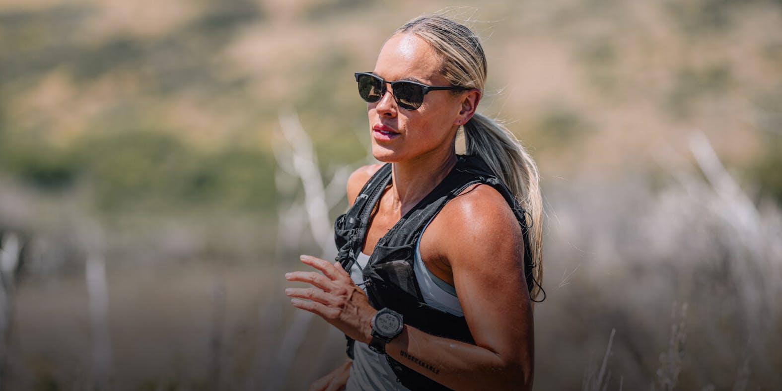 Woman running in the desert