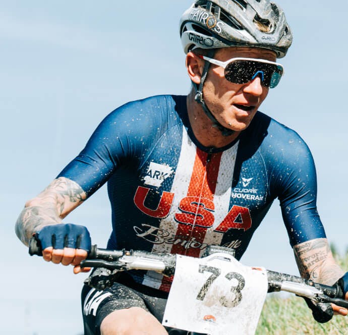 Man biking in ROKA sunglasses
