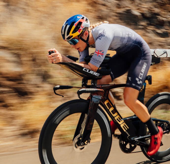 Man cycling downhill