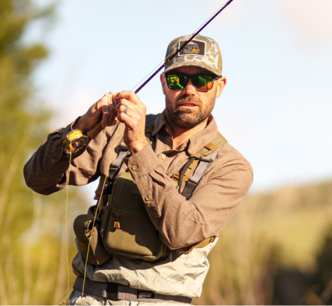 Man casting fishing rod