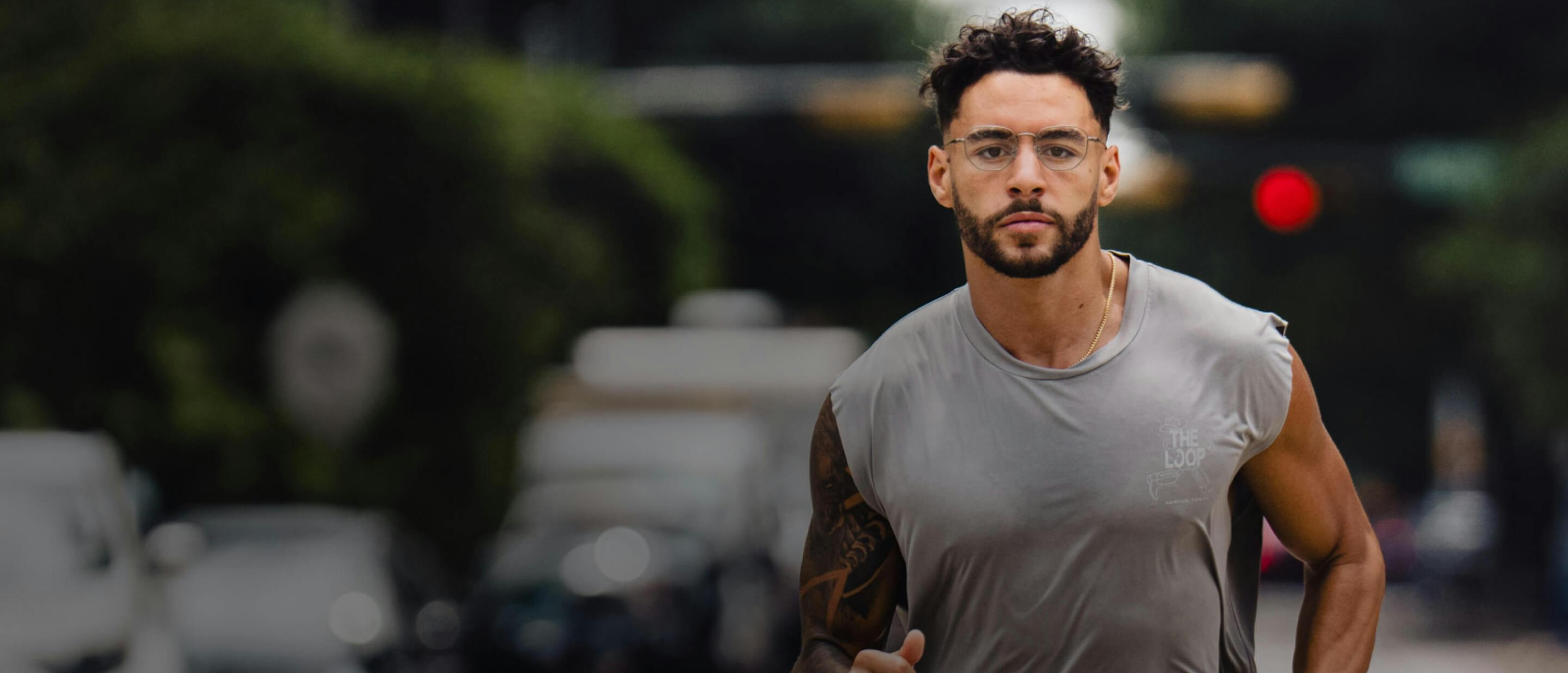 Man running in Lyno Eyeglasses