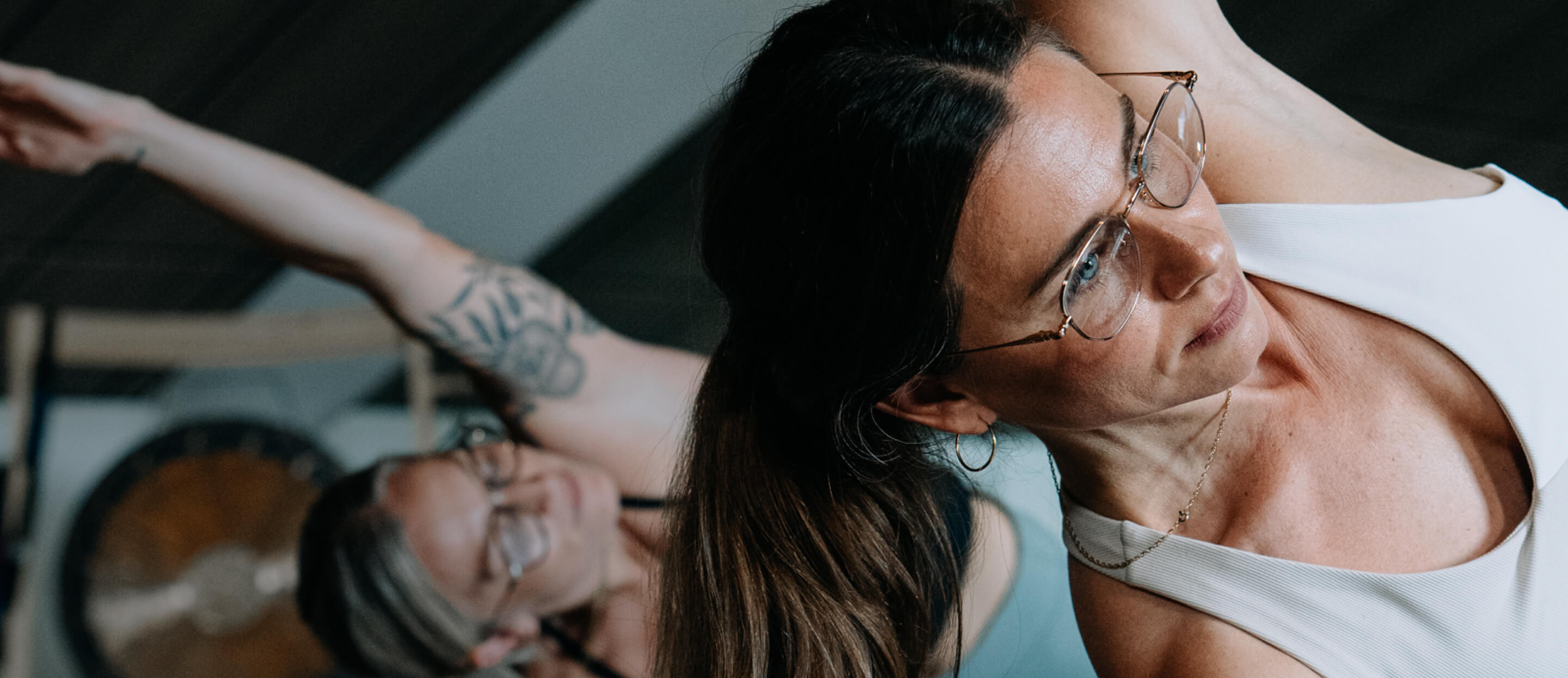 Women doing yoga in Lyno Eyeglasses