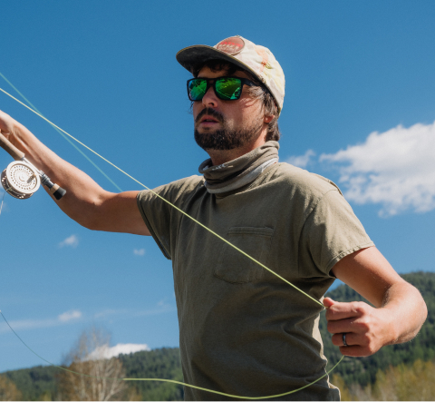 Man with fishing line