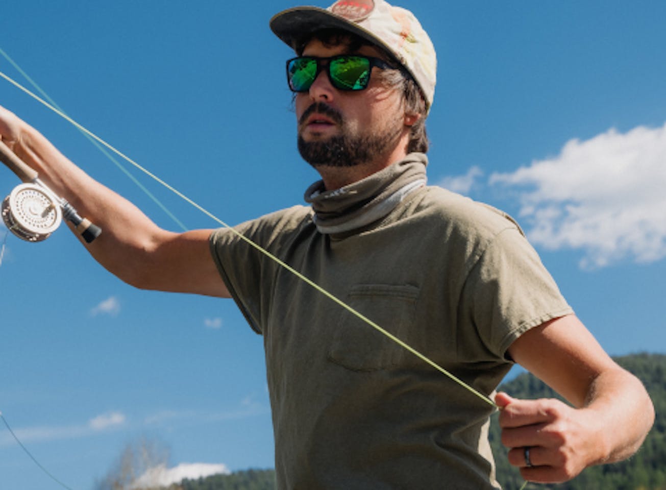 Man with fishing line