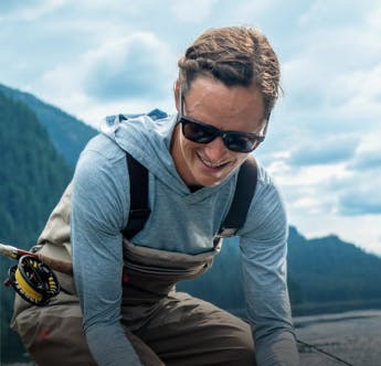 Woman wearing waders