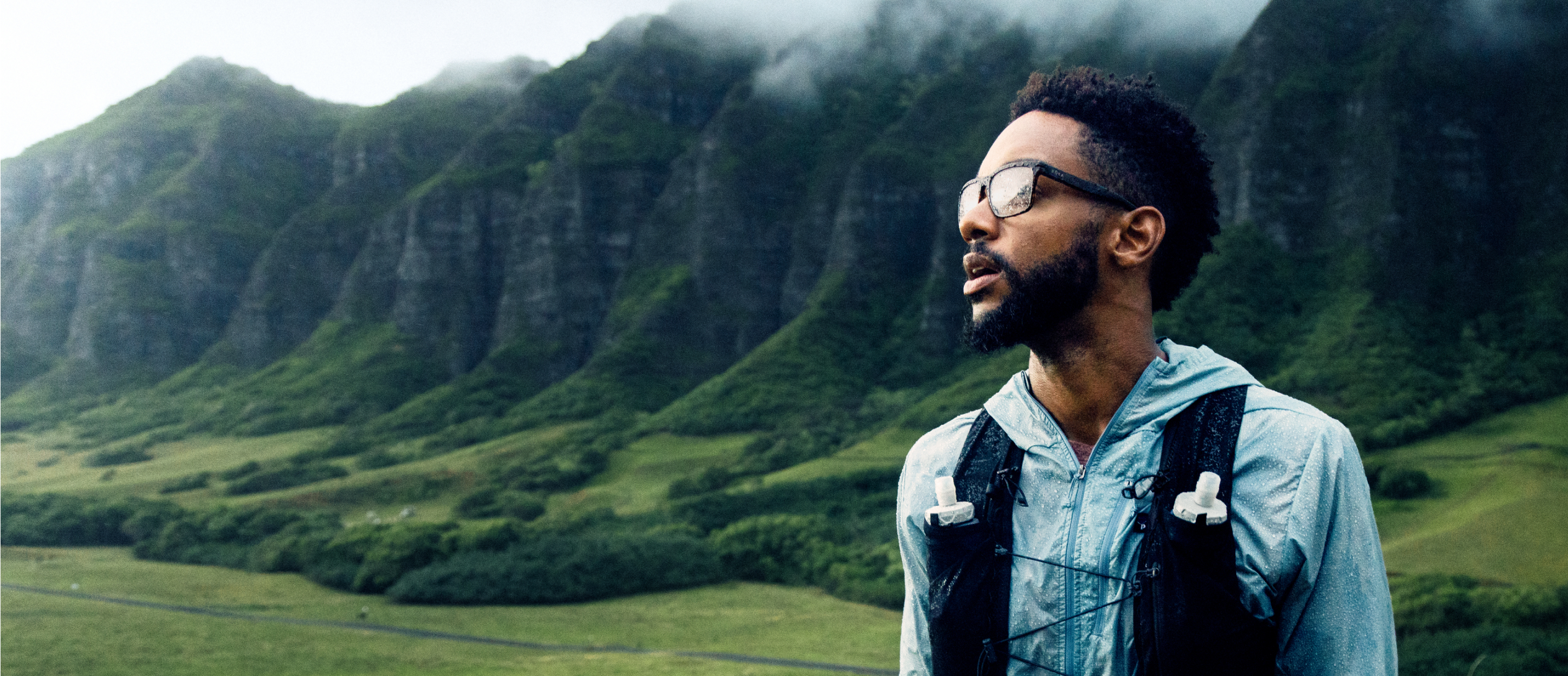 Man in the mountains wearing Barton eyeglasses